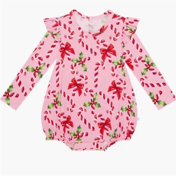 Posh Peanut NWT HELEN RUFFLE LONG SLEEVE BUBBLE ROMPER 3-6 months - Picture 5 of 6